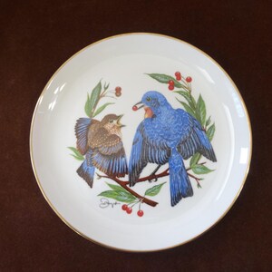 Het prille zomervogelbord van Gunther Granget, eerste editie. 1978, nr. 484 van 5000, vier seizoenen, 8 1/8 inch Diameter, upcycle, NIET voor voedsel
