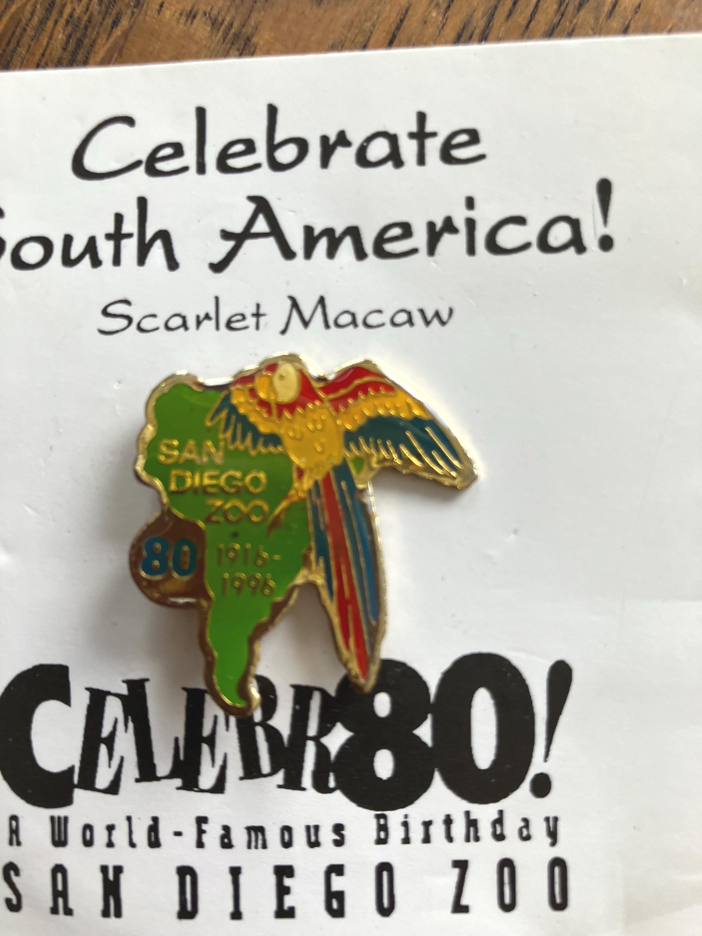 San Digeo Zoo 80th Anniversary Pin, Scarlet Macaw, From 1986