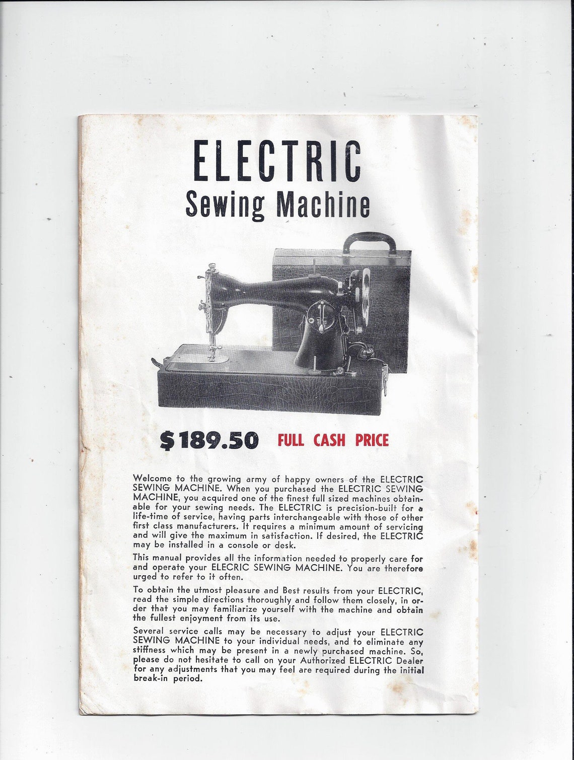 1955 Electric Sewing Machine Manual 14 Pages With 20 Year Etsy