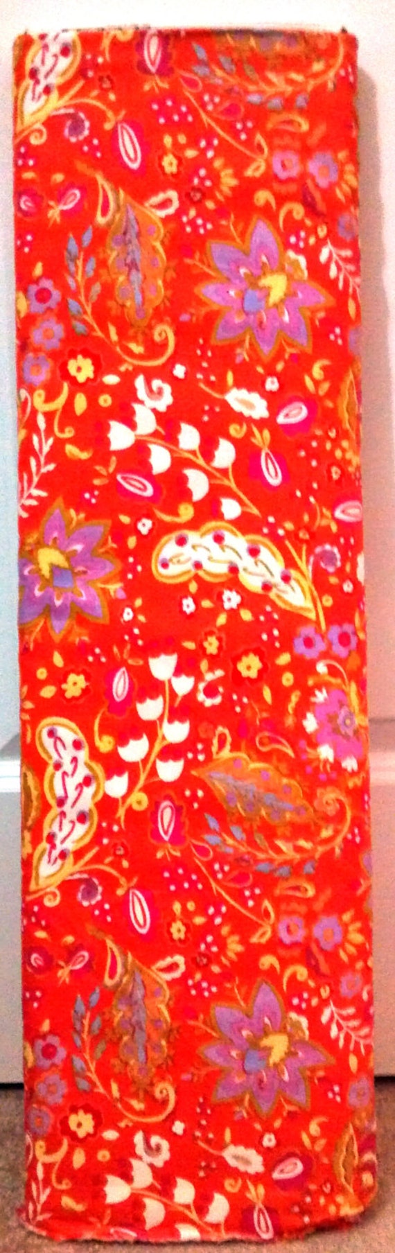 Linen Cotton Blend Fabric, 1/2 Yard Cut, Dena Designs for Free Spirit, Sunshine, Bellflower, Orange Floral, Home Sewing Fabric