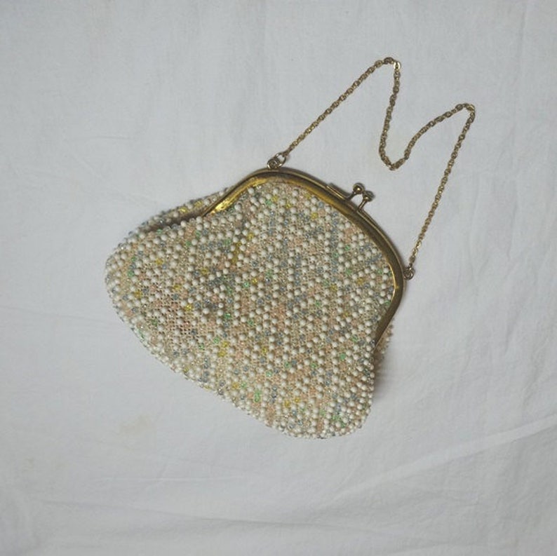 1950s Vintage Corde Bead Purse by Lumured Pastel & White Etsy
