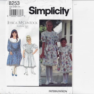 Simplicity 8253 Pattern for Jessica McClintock for Gunne Sax Dress, Size 3 4 Only, From 1992, Vintage Home Fashion Sewing