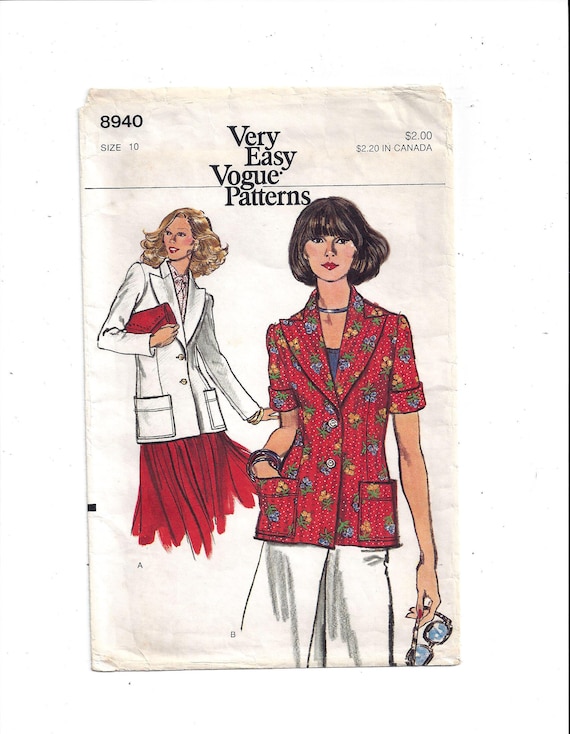 Modello Vogue 8940 molto facile per giacca misses, maniche lunghe