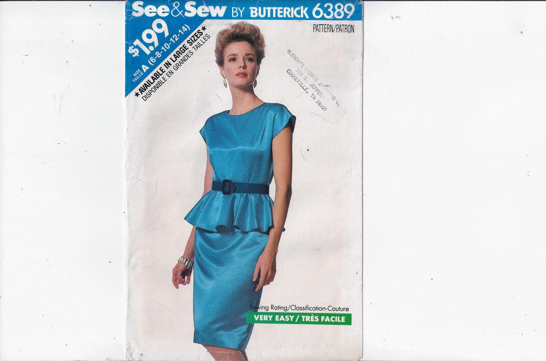 Butterick 6389 See & Sew Pattern for Misses' Dress, Sizes 6 8 10 12 14 ...