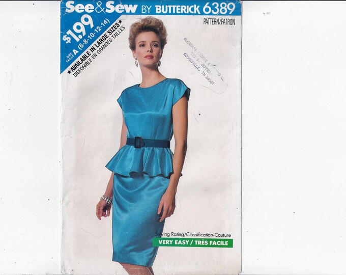 Butterick 6389 See & Sew Pattern for Misses' Dress, Sizes 6 8 10 12 14 ...
