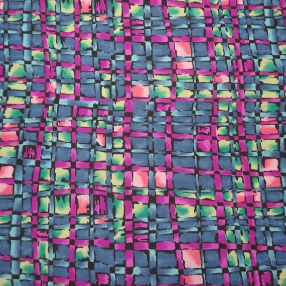 Dress Making Fabric from 1970s, Poly Rayon Blend, Camelot "N" Omega Textile Corp, Stained Glass Print, BY the YARD, 44 In. Home Sewing