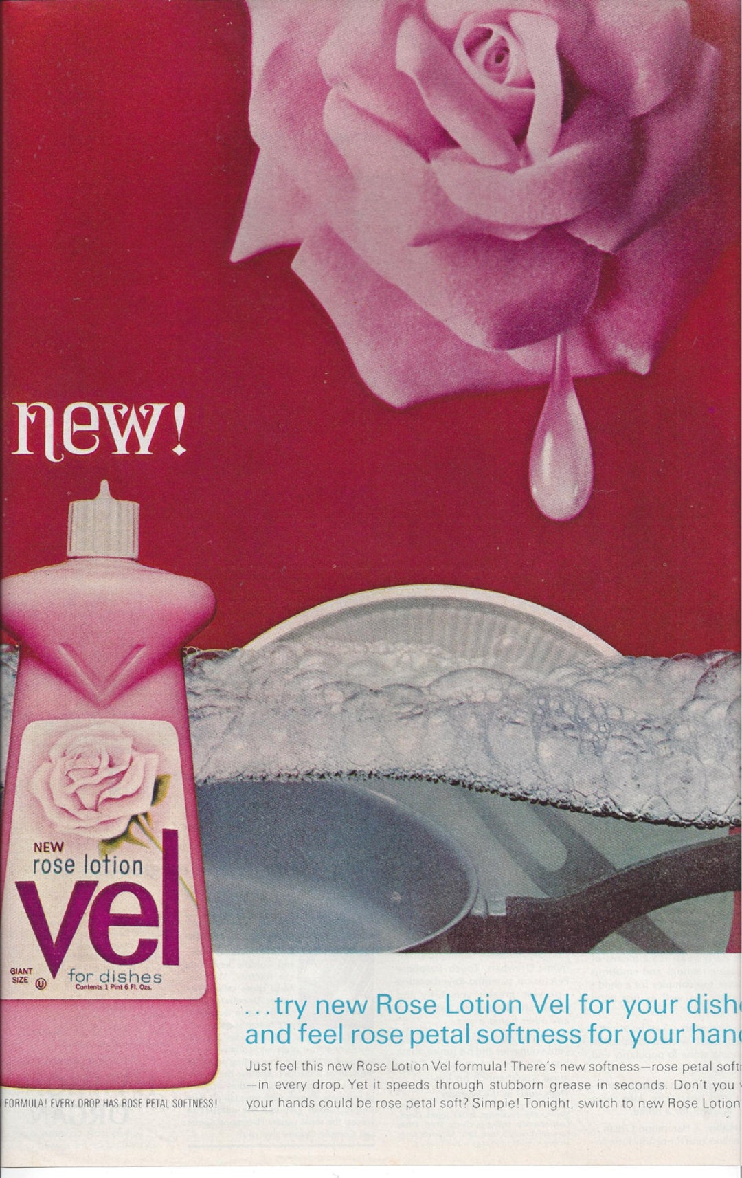 1967 Color Magazine Ad for Vel Rose Lotion Dish Detergent With Hammond