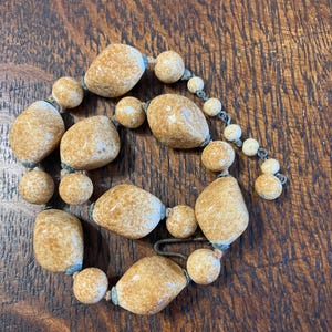 Vintage Ceramic Bead Chunky Choker, Necklace with Chain/Hook Closure, 14 Inches Long, Vintage Costume Jewelry, Mid Century, Upcycle