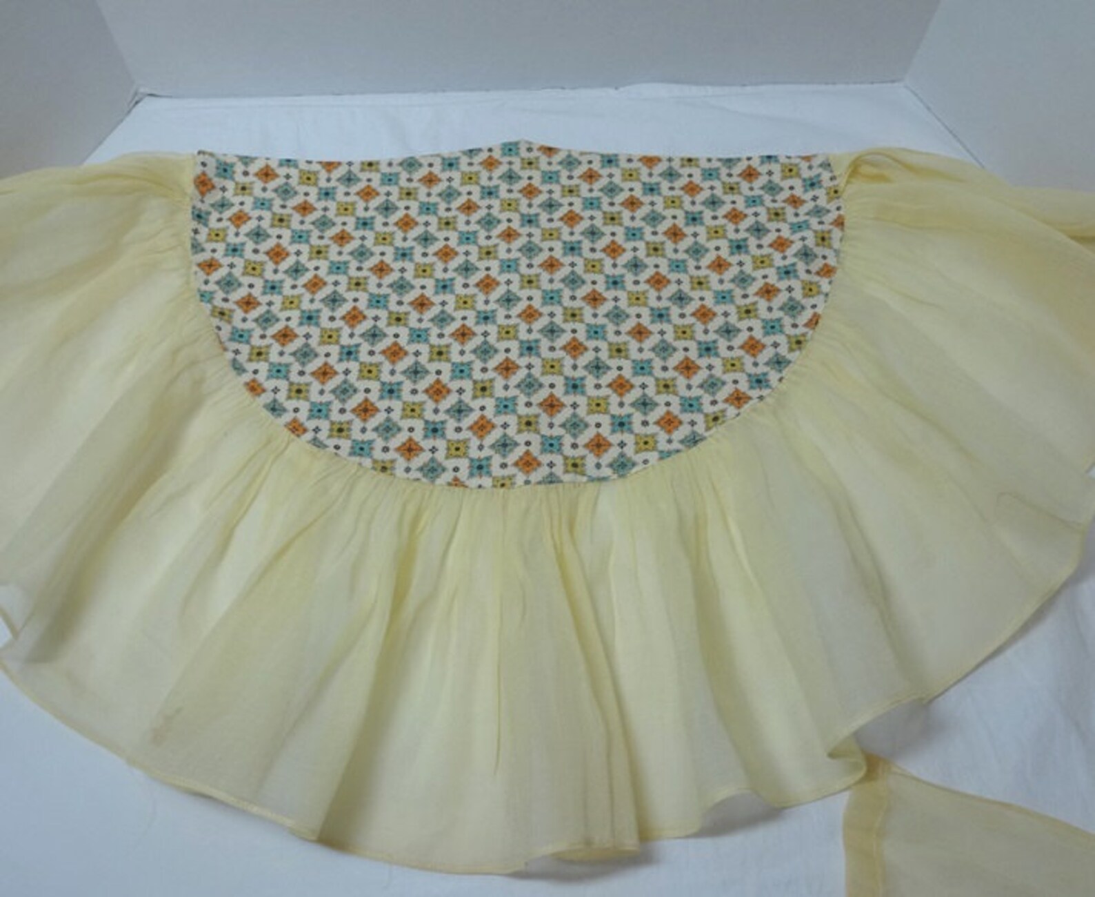1960s Vintage Kitchen Apron Foulard Print & Large Yellow Etsy