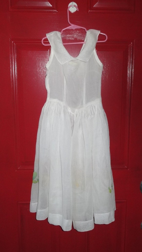 1960s Girls' Mexican Dress or Small Woman's in Wh… - image 3