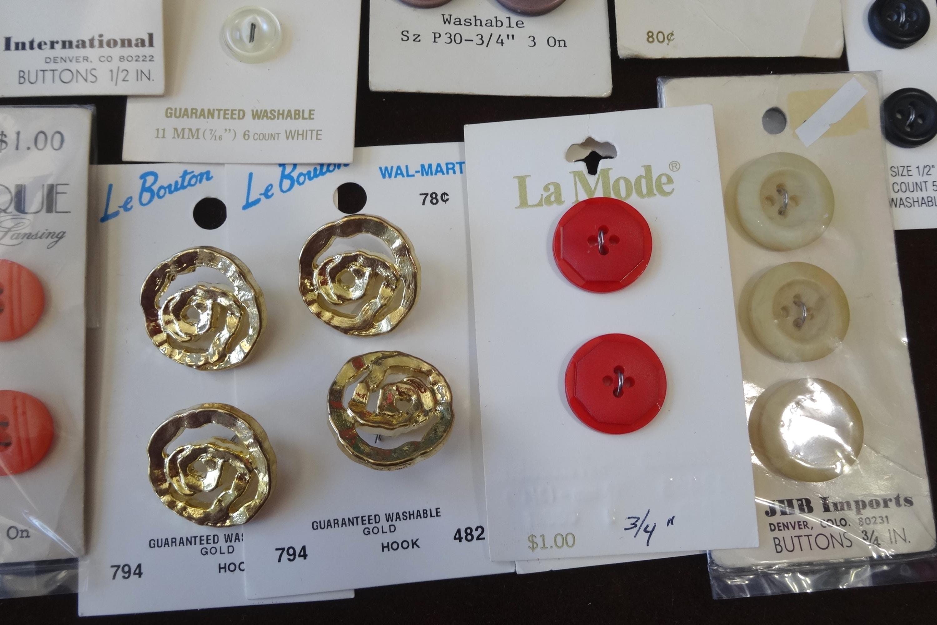 Stream Line Sewing Buttons Numbers Choice of Vintage Sewing Buttons on Original Cards, Choose From Options ...