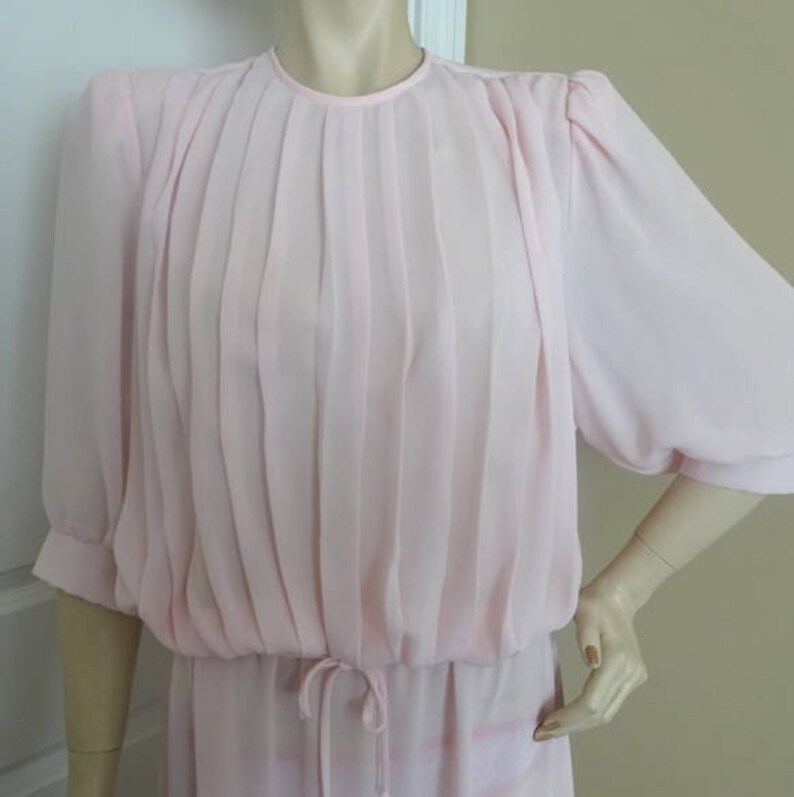 1980s Fashion Dress by Monica Richards Pale Pink Pleated | Etsy