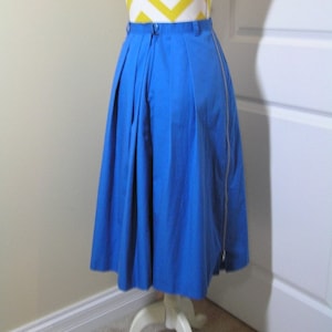 Fabulous 1970 1980s Vintage Royal Blue Lined Skirt by Bardehle with 25 Inch Metal Zippers Down Both Sides, Size 36, Diolen Tipico Lining