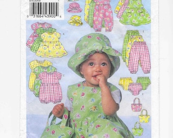 Butterick 5624 Pattern for Infants' Dress, Jumper, Romper, Jumpsuit, Panties, Pants, Hat, Bag, Sizes NB Small Medium