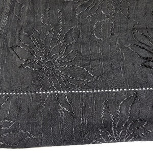 1950s Black Linen Jacquard Shawl or Wrap With Fagoting Ends - Etsy