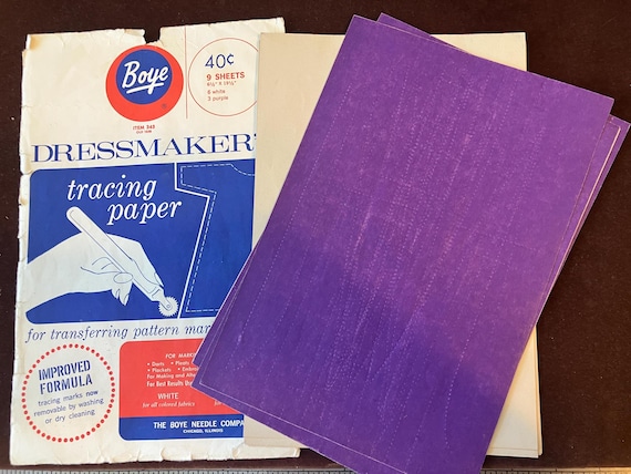 Sears Tracing Paper in Original Package, 6 White, 3 Purple, Some Used, Sewing Notions