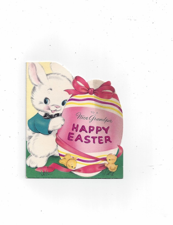 Vintage 1940s Easter Bunny Girl with Hat Large Card Ephemera Paper ...