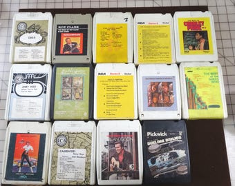 8 Track Tapes from 1970s, Choice of Cher, Charley Pride, Guess Who, Jerry Reed, Carpenters, Bill Anderson & More, Vintage Music Technology