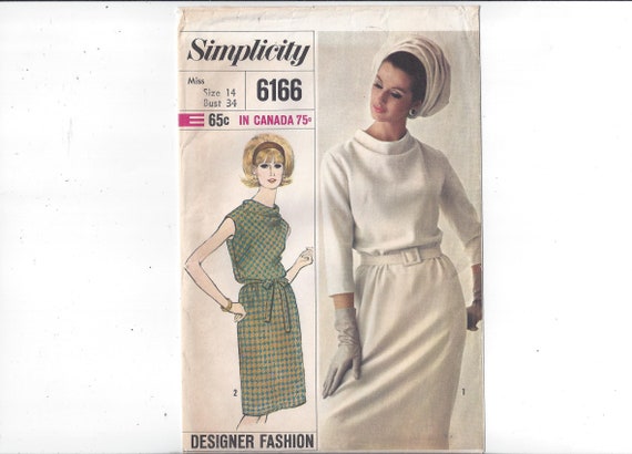 Simplicity 6166 Pattern for Misses' 1 Piece Designer Dress, Size 14, From 1965, Home Fashion Sewing, - Etsy Simplicity 6166 Pattern for Misses' 1 Piece Designer Dress, Size 14, From 1965, Home Fashion Sewing, - Etsy