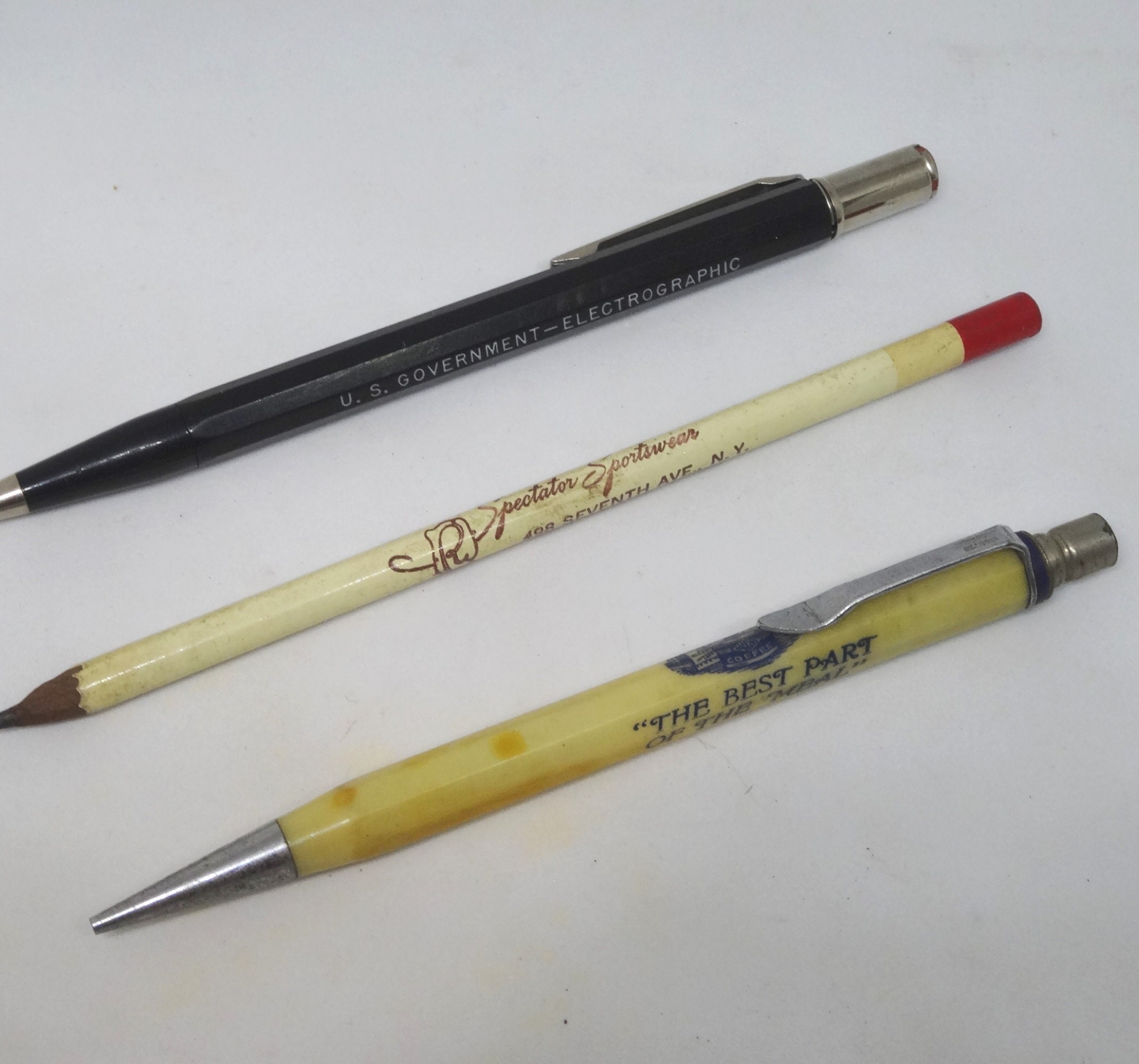 3 Vintage Pencils, 2 Are Mechanical, 1 Traditional, 1940s to 1970s