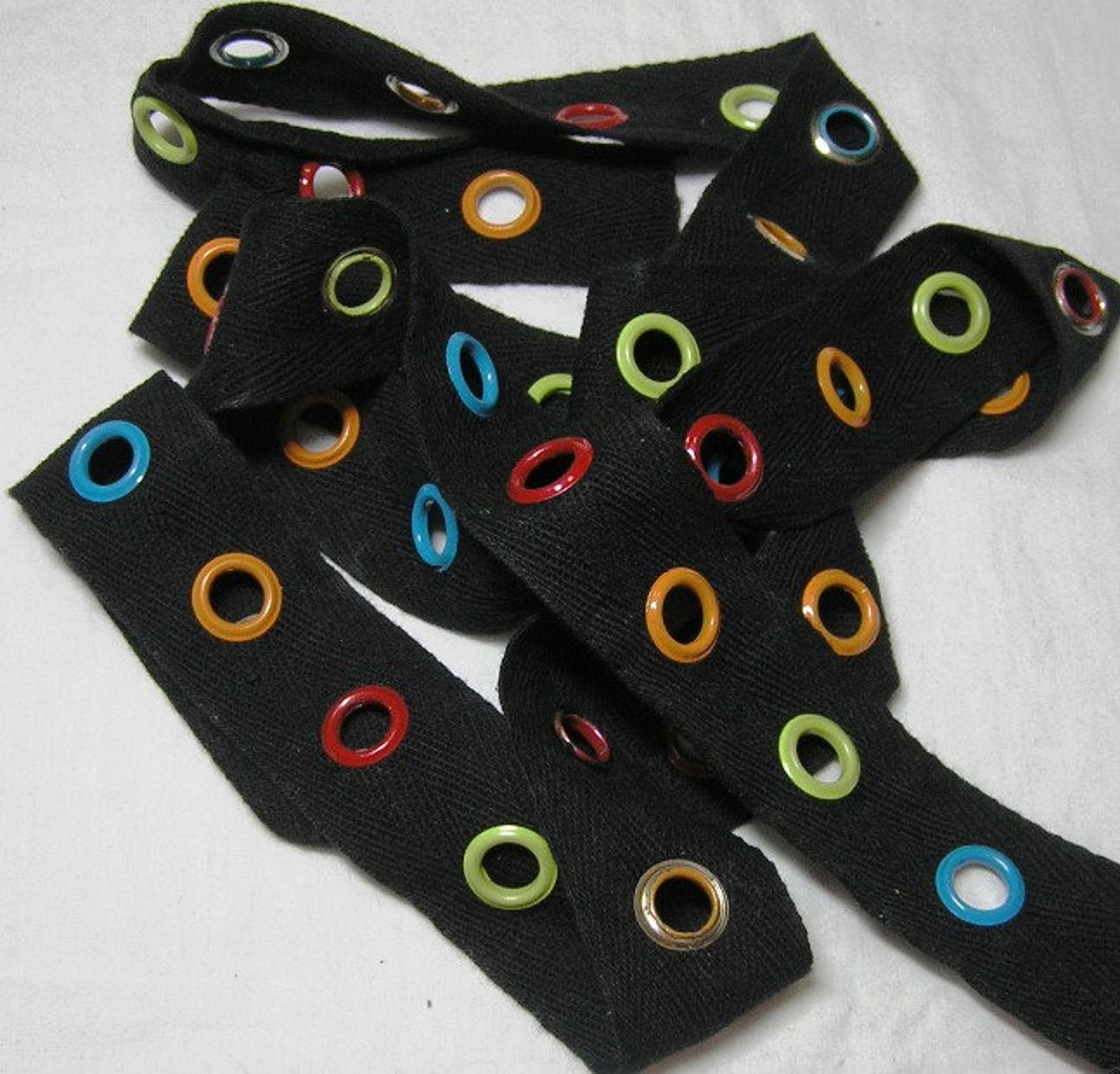 Jumbo Colorful Eyelet Grommet Tape Black Twill Tape Enamel Etsy