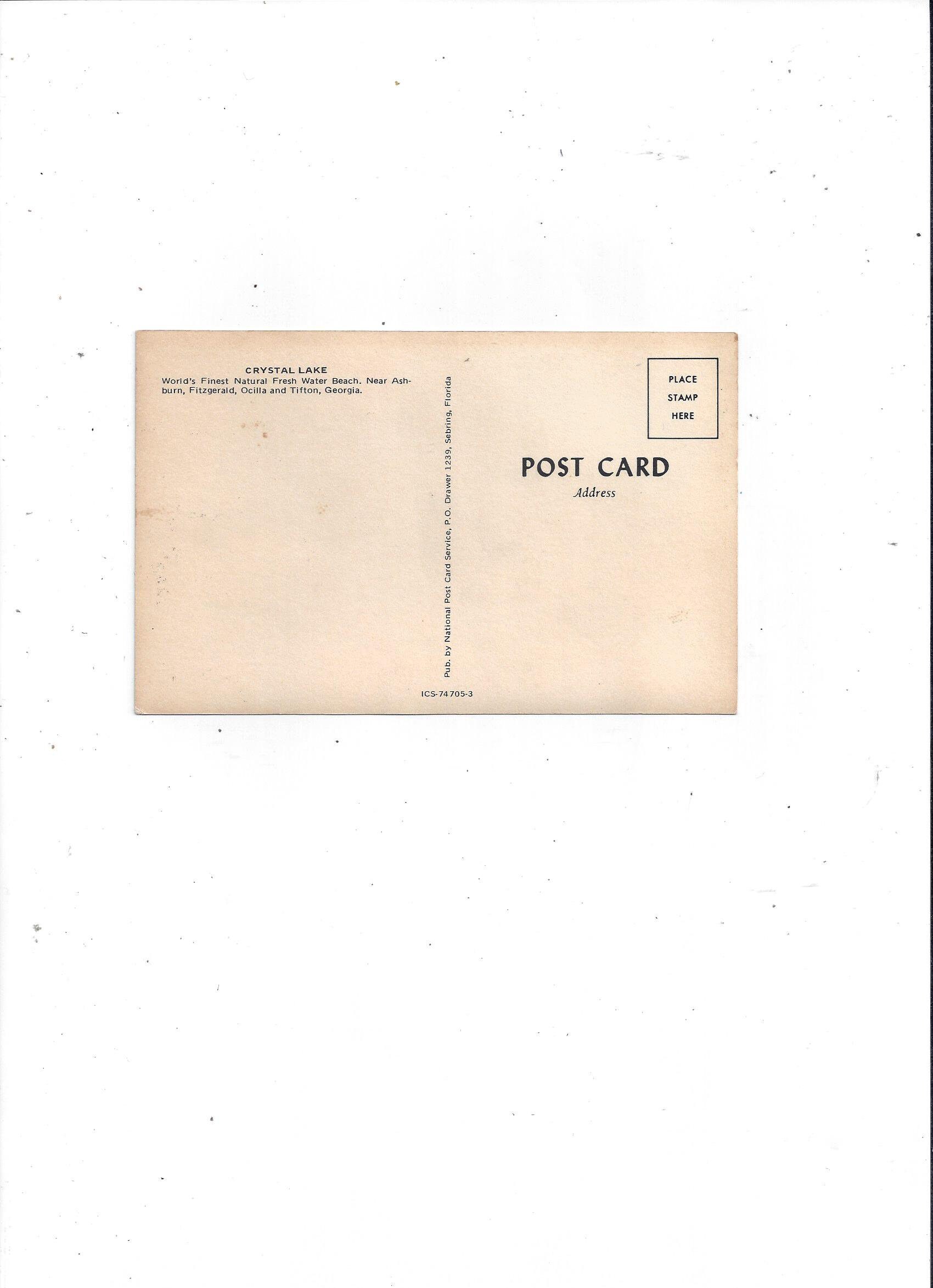 1960s Postcard of Crystal Lake Irwin County Georgia - Etsy