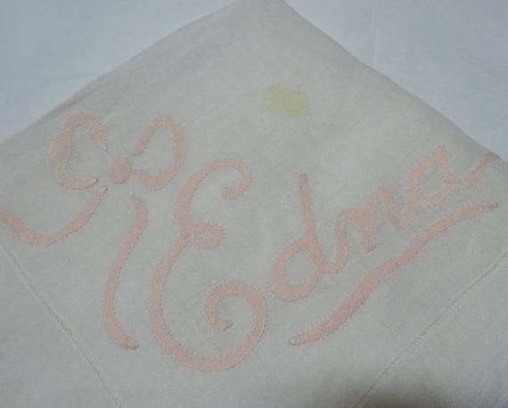 1950s Monogram Handkerchief with Hand Applique "E… - image 5