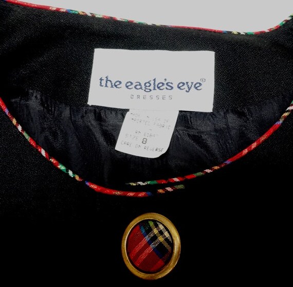 1990s The Eagle'e Eye Dress, Black with Red Plaid… - image 4