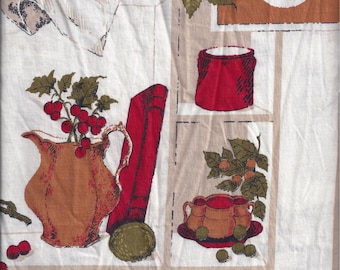 Five Eights Yard Schnitt aus Vintage 1960s Baumwollstoff mit Dominant Roter Farbe im Country Stil, 92cm. Breit, Vintage Stoff, Home Deko Stoff
