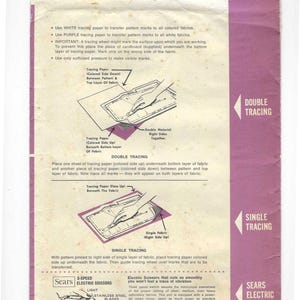 Sears kalkerpapper i originalförpackning, 6 vita, 3 lila, några begagnade, sömnadsdetaljer bild 2
