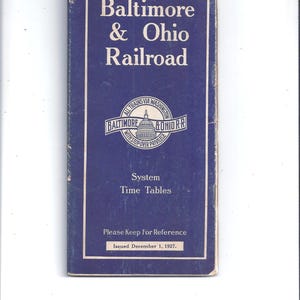 1927 Baltimore and Ohio Eisenbahnsystem Fahrpläne, doppelt Gefaltet, mit Karte und Anzeigen, B & O RR, Alle Züge via Washington, Ephemera