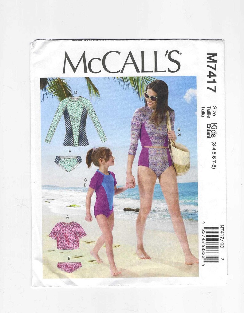 Maccall Example Mccall's 7417 Pattern for Girls' Swimsuits, Sizes 3 to 8, From 2016 ...