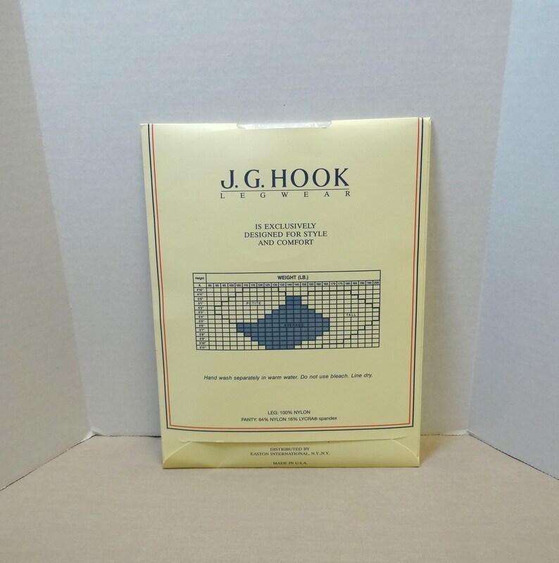 Hook Size Tall 1993 Ultra Sheer Pantyhose Stockings in Ivory by J Vintage Clothing Hosiery Sandalfoot G Control Top Unopened Package