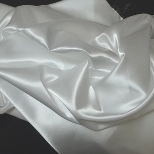1.25 Yard Cut of White, Dress Making Satin Fabric in Polyester, 45 Inches Wide, Medium Weight, For Wedding, Bridal, Prom, Evening, Costume