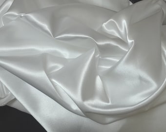 1.25 Yard Cut of White, Dress Making Satin Fabric in Polyester, 45 Inches Wide, Medium Weight, For Wedding, Bridal, Prom, Evening, Costume