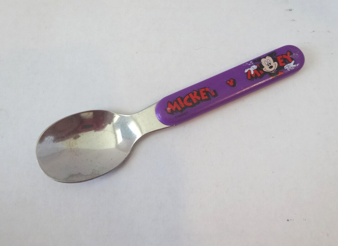 Vintage Minnie & Mickey Mouse Child's Disney Spoon, Plastic Handle With ...