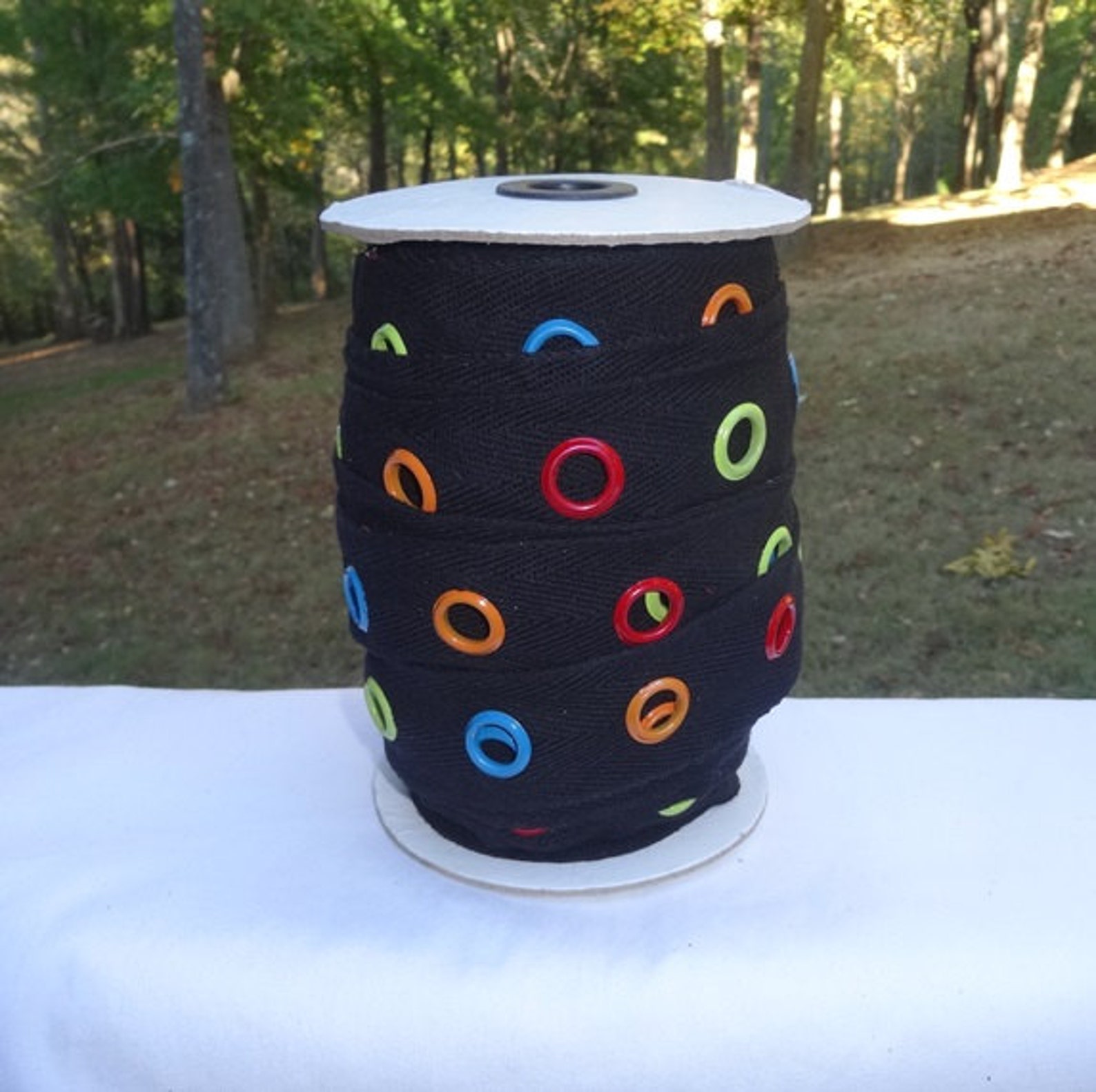 Jumbo Colorful Eyelet Grommet Tape Black Twill Tape Enamel Etsy