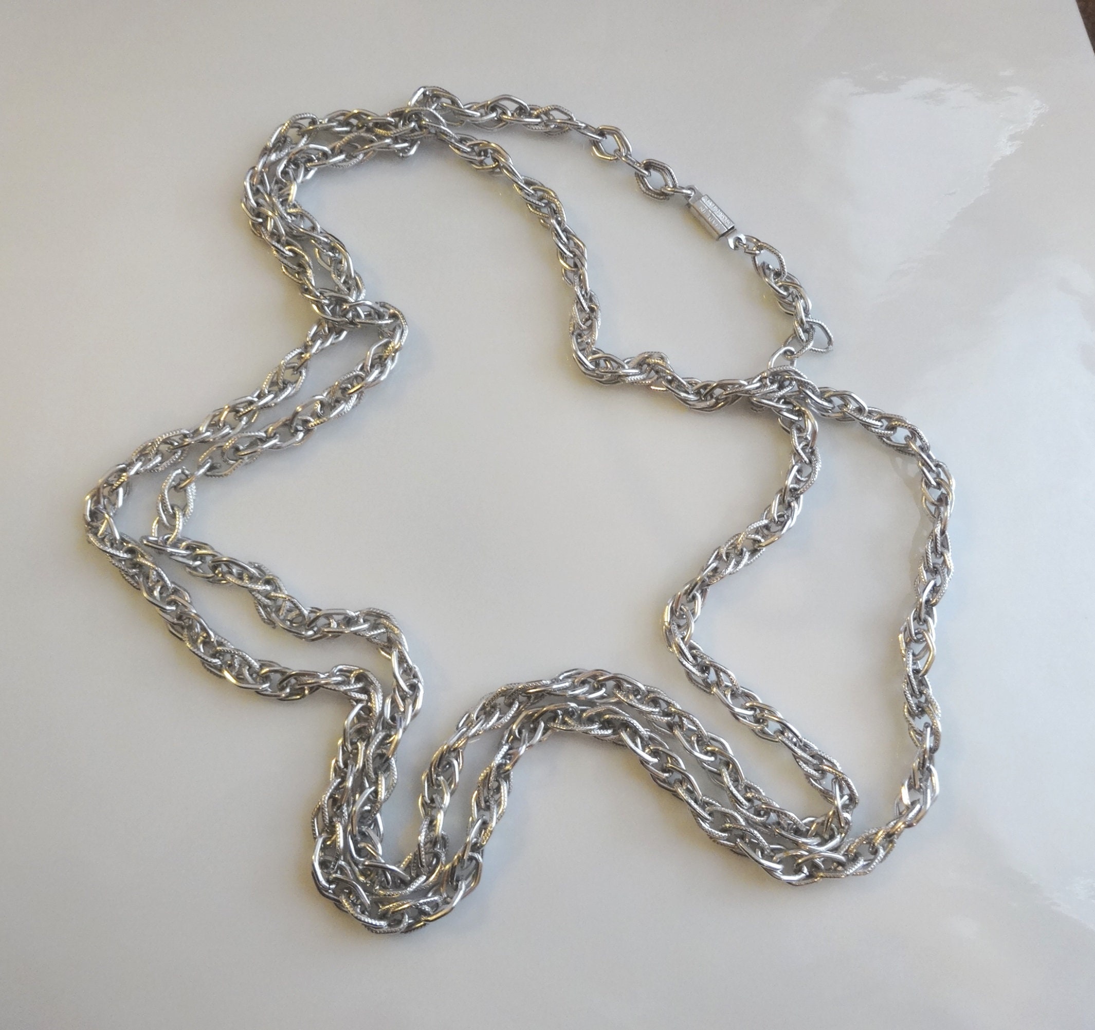 West Germany Double Link Chain Necklace in Silver Tone, 55 Inches Long, Vintage Costume Jewelry or Belt, 1960s 1970s, Upcycle Supply, Signed - Etsy West Germany Double Link Chain Necklace in Silver Tone, 55 Inches Long, Vintage Costume Jewelry or Belt, 1960s 1970s, Upcycle Supply, Signed - Etsy