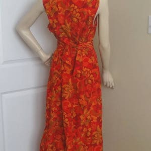 1990s Sag Harbor Resort Dress in Red & Orange Mosaic Print - Etsy