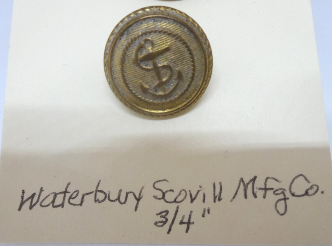 2 Military Style Brass Buttons With Anchors 3/4 In. Shank Etsy