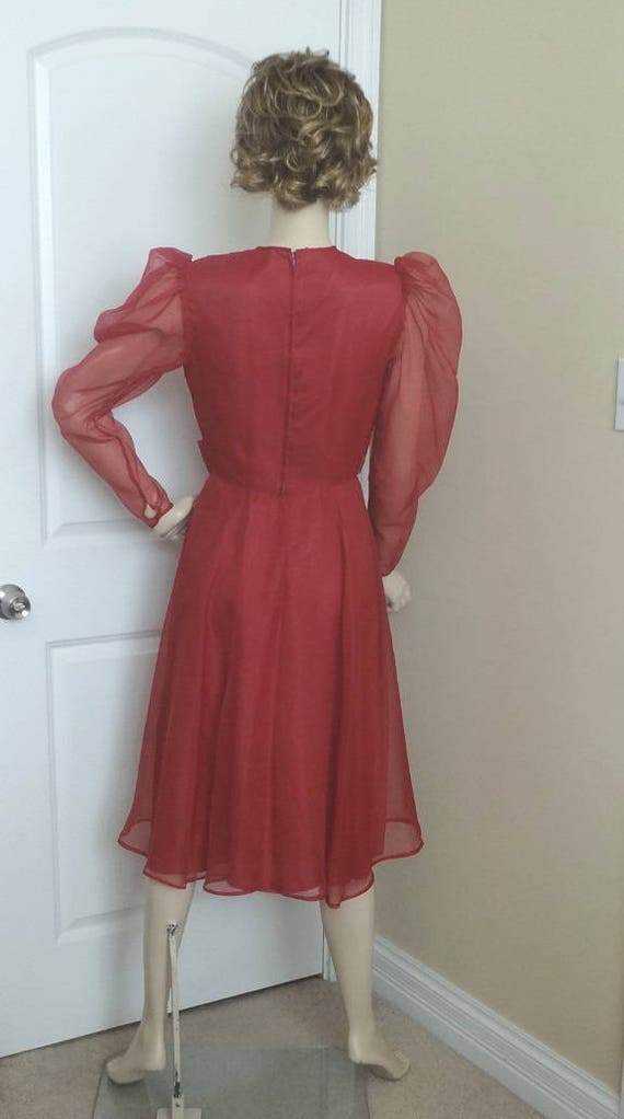 1970s Bridesmaid, Mother of Bride Dress in Burgun… - image 3