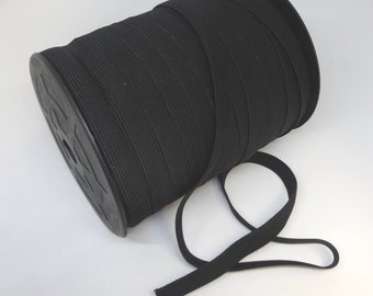 BLACK 1/2 Inch Braided Elastic In 2-YARD Increments, Polyester, Rubber, Sewing Notions, Face Masks, Clothing, Crafts, Lingerie