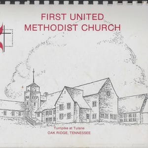 1980 vintage kerkgids van First United Methodist Church, Oak Ridge, Tennessee, spiraalgebonden, 11 x 8,5 inch, vintage ephemera