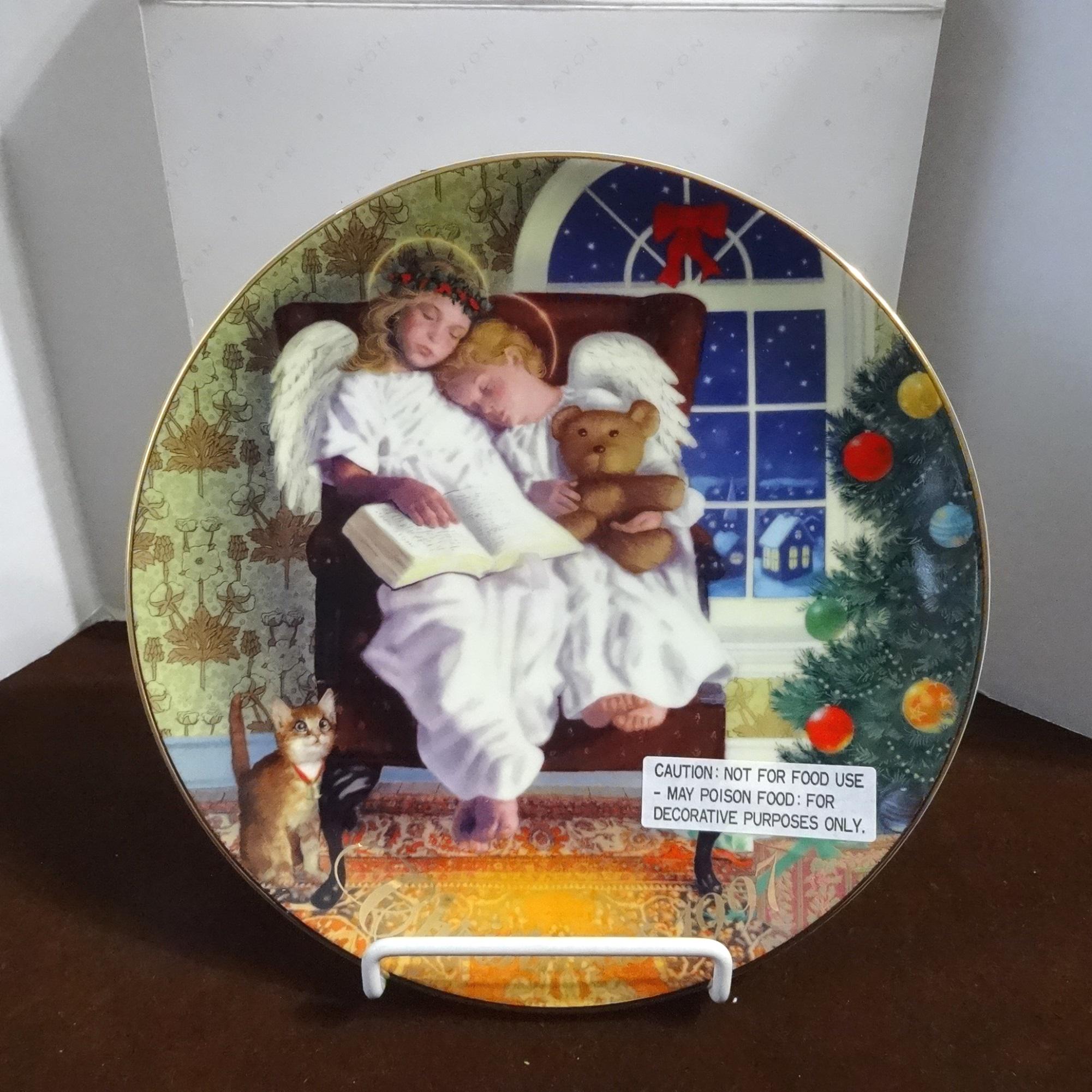 1997 AVON Christmas Plate Heavenly Dreams W/ Boxes, 22K Gold