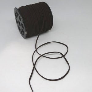 Dark BROWN Faux Suede Drawstring Cord In 2-YARD INCREMENTS, 1/8 Inch or 3mm, Sewing, Lace-Up, Grommets, Hoods, Hats, Bolo, Lingerie, Jewelry