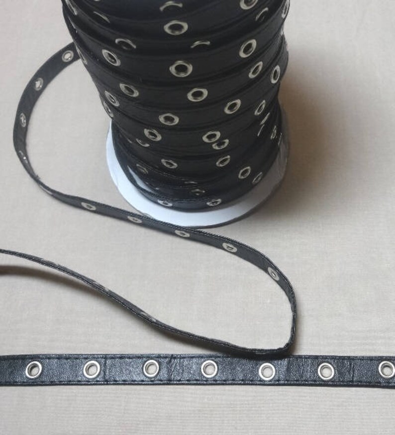Black Pleather Eyelet Grommet Tape 1/2 Inch 3/16 Inch Inside Etsy