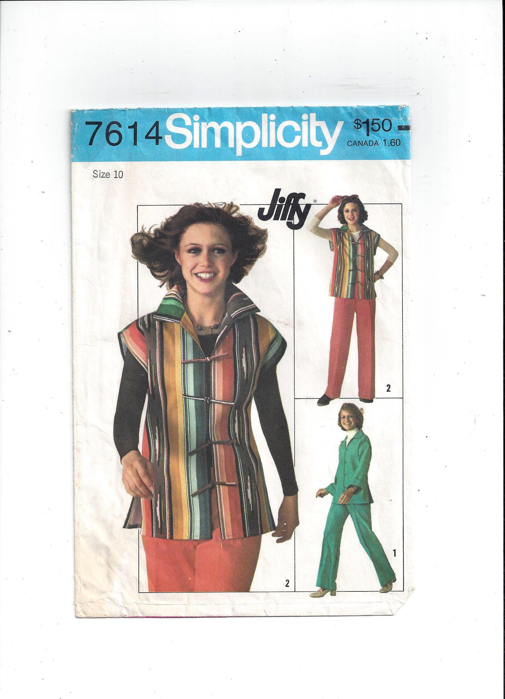 オンラインショップ Pattern 7614 Simplicity for Pants Jacket, Unlined Jiffy 裁縫材料