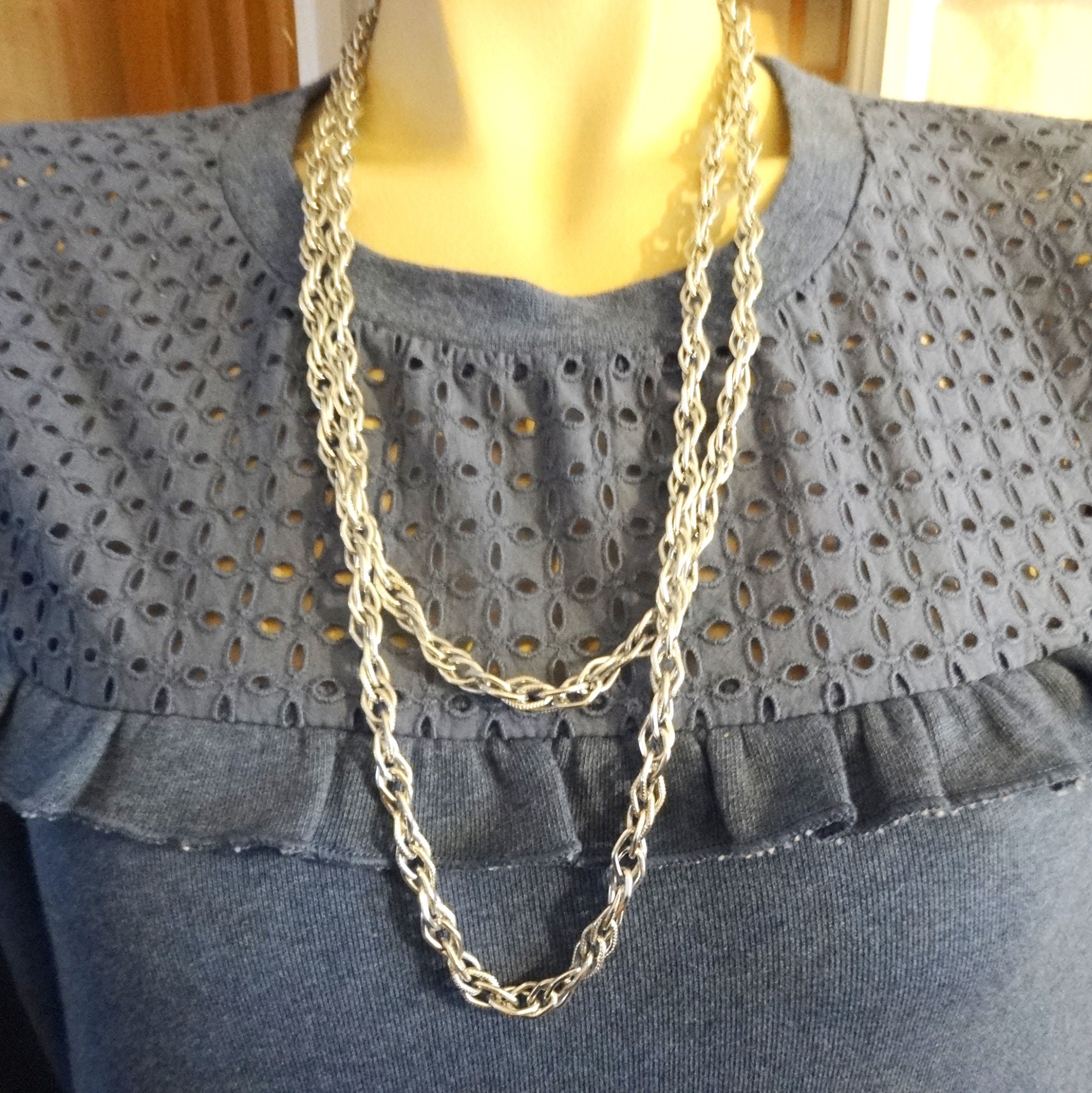 West Germany Double Link Chain Necklace in Silver Tone, 55 Inches Long, Vintage Costume Jewelry or Belt, 1960s 1970s, Upcycle Supply, Signed - Etsy West Germany Double Link Chain Necklace in Silver Tone, 55 Inches Long, Vintage Costume Jewelry or Belt, 1960s 1970s, Upcycle Supply, Signed - Etsy