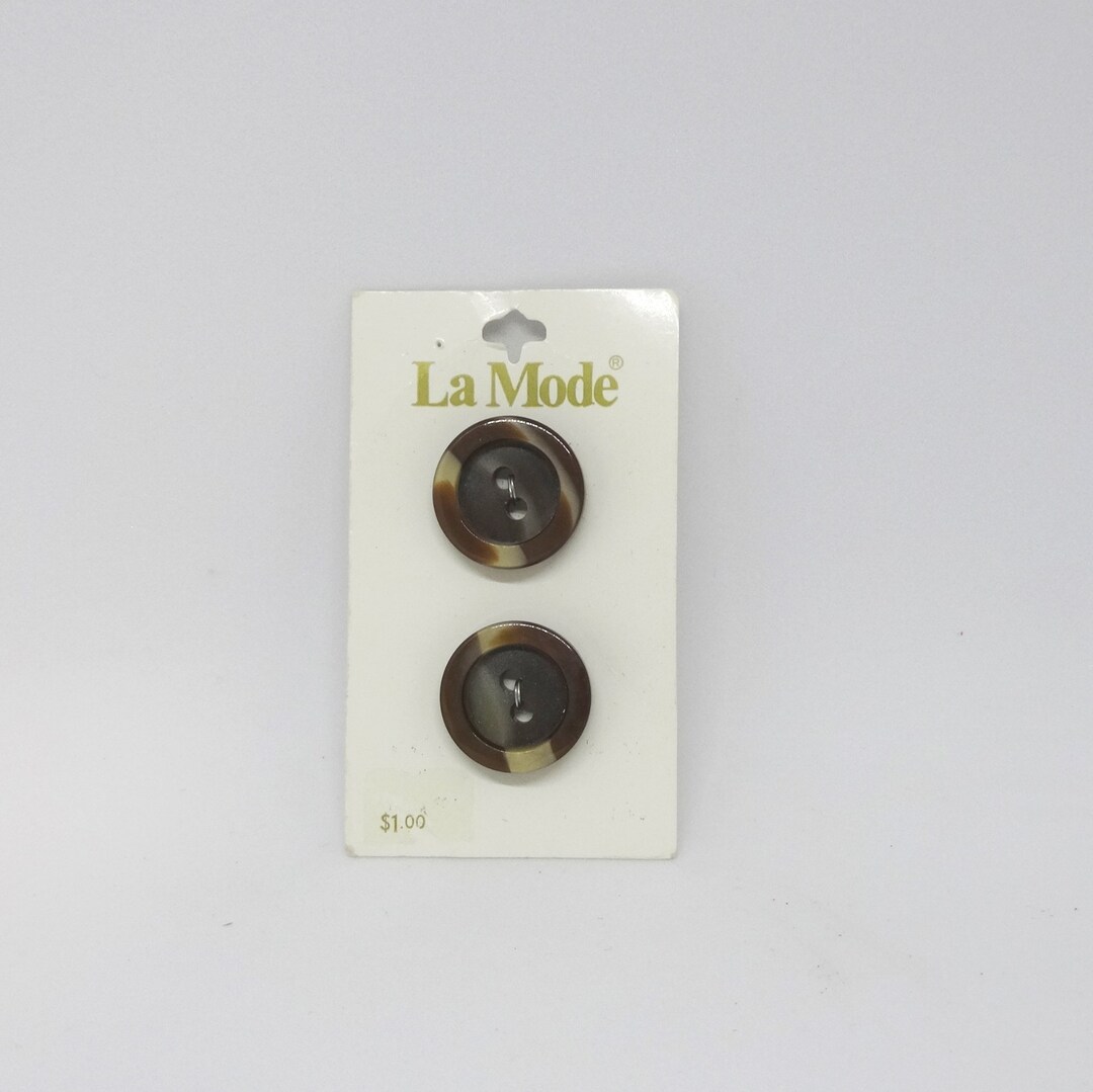 2 La Mode Brown Buttons on Original Card, Variegated Sew Through, 7/8 ...