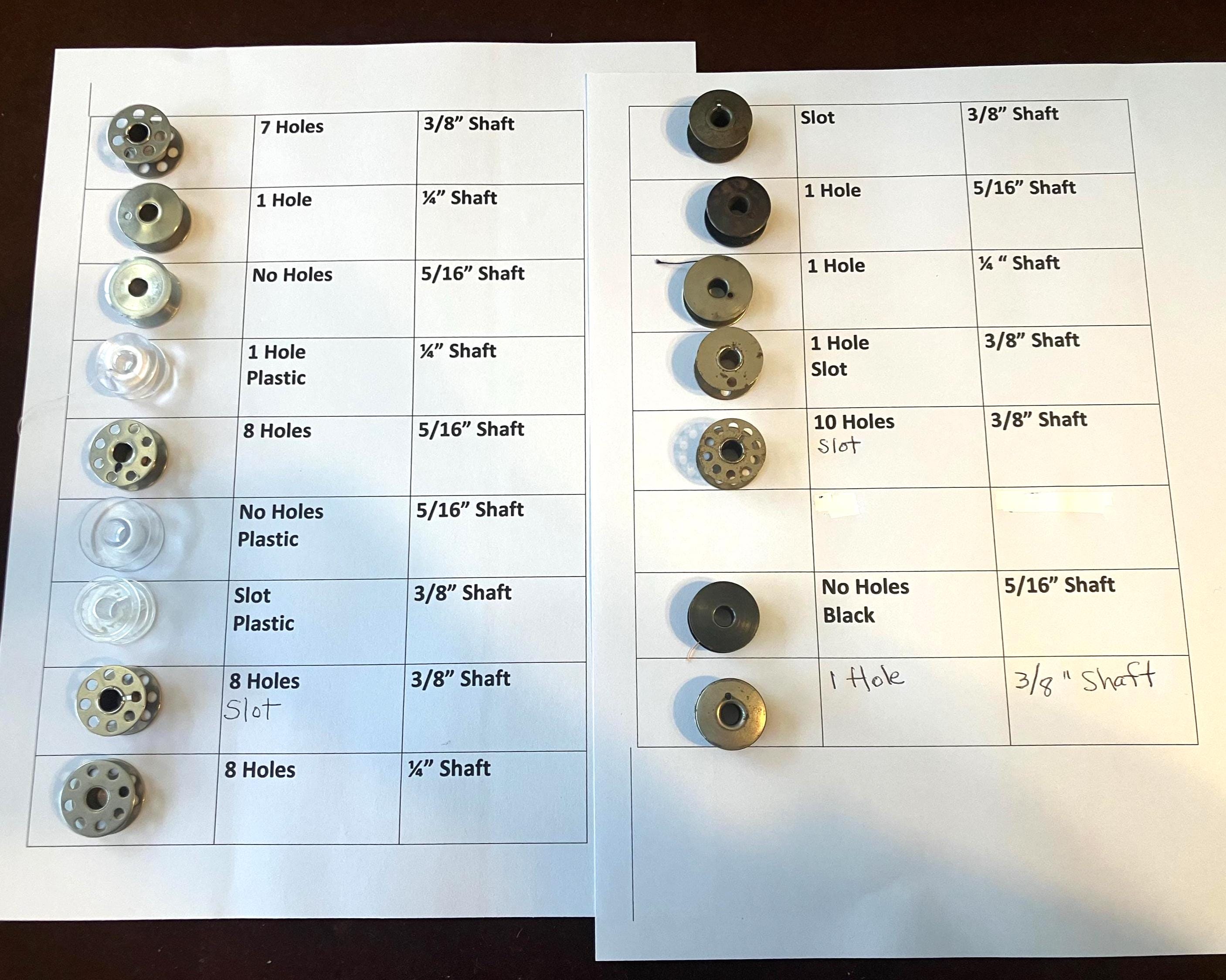 Sewing Machine Bobbins in Metal & Plastic, Various Sizes, Price